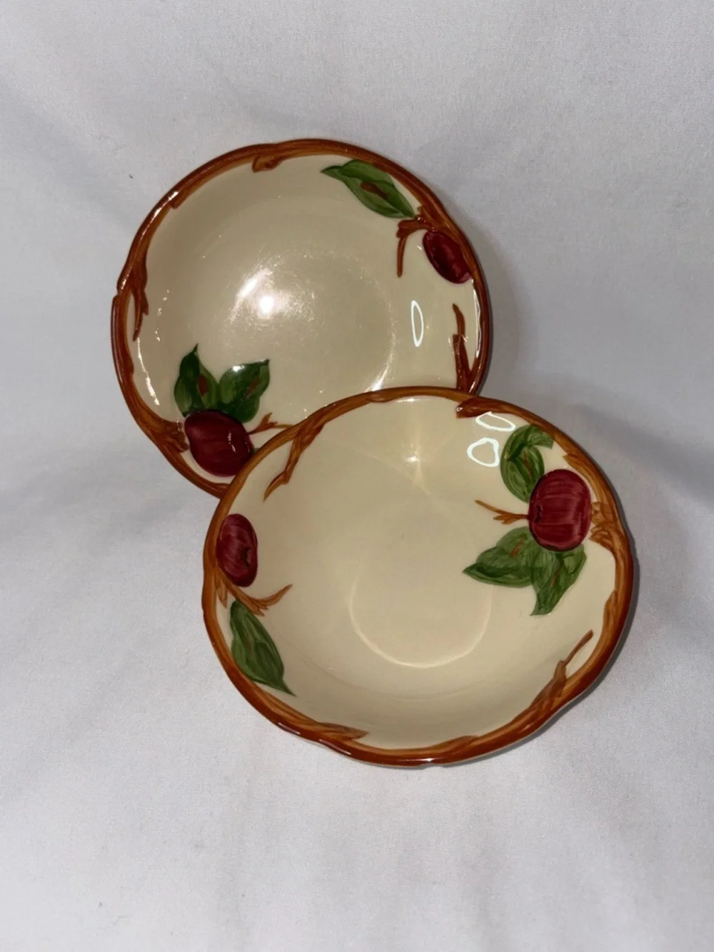 Franciscan Apple Set of 2 Shallow Bowls 5” Vintage USA Hand Painted - AS IS